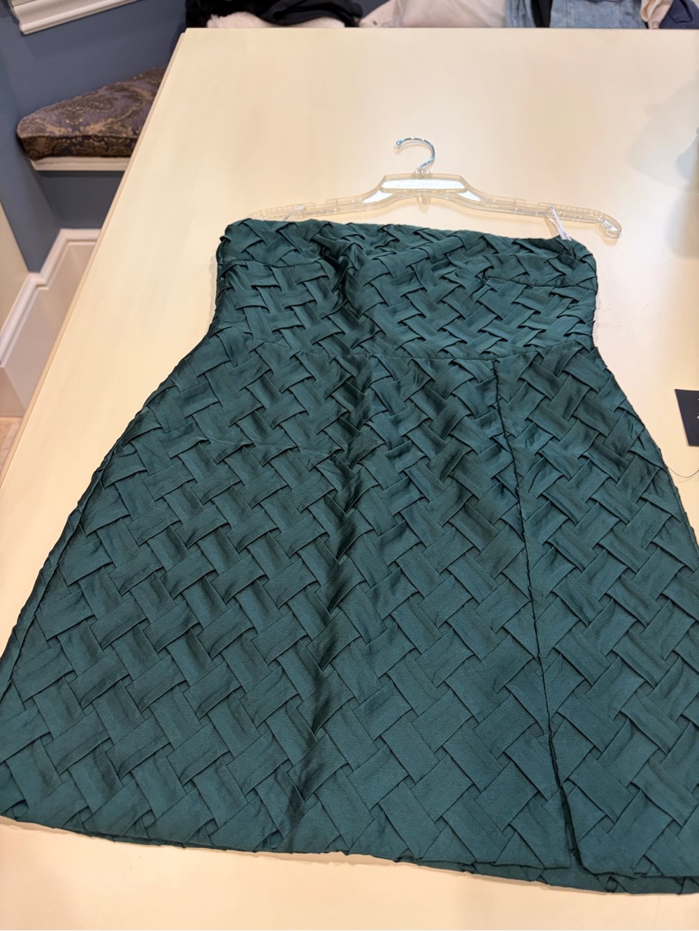 Strapless Textured Green Cocktail Dress